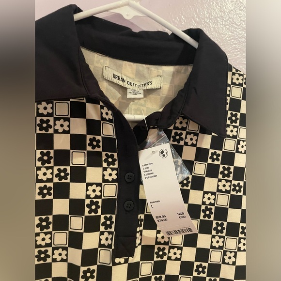 NWT Urban outfitters Black and White Retro checkered flower dress - Picture 3 of 3